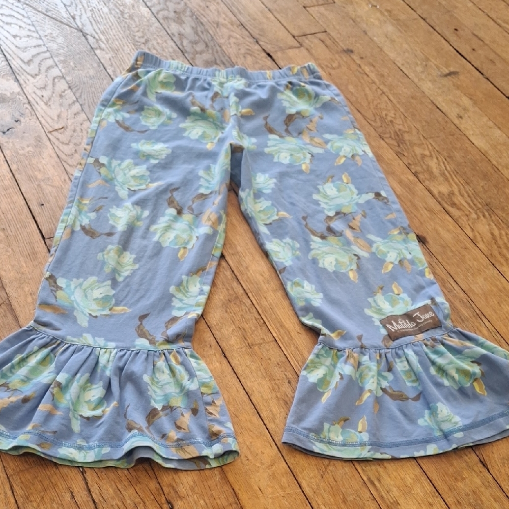 Matilda Jane Blue Floral Ruffle Pants